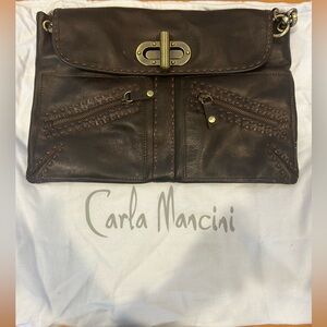 Carla Mancini Brown Supple Leather Shoulder Bag or Clutch